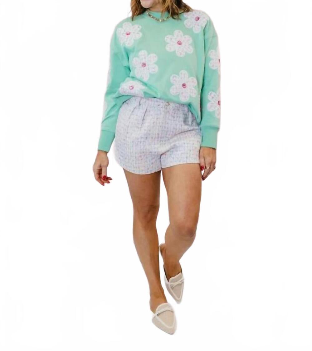 NEW BRIANNA CANNON darling daisies sweatshirt in mint